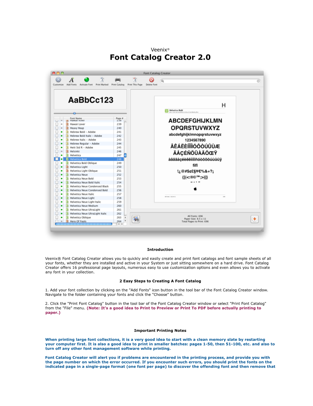 Font Catalog Creator 2.0