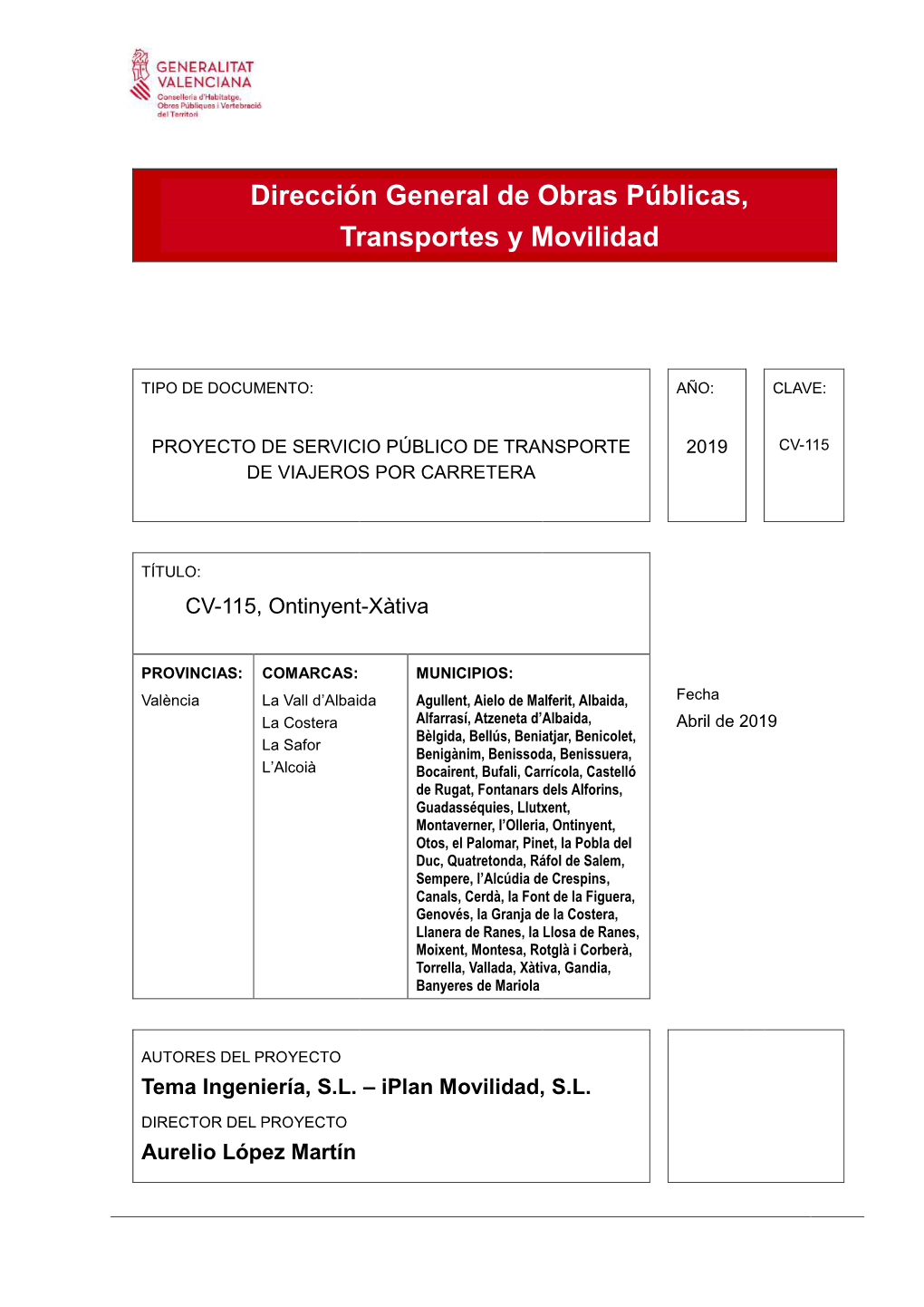 &lt;Z Dirección General De Obras Públicas, Transportes Y Movilidad