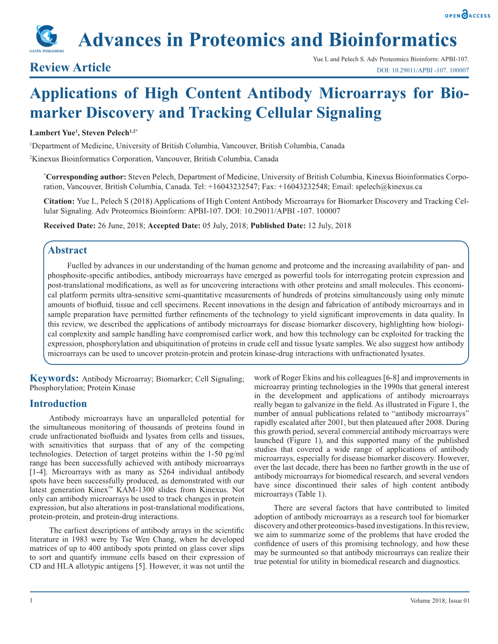 Applications of High Content Antibody Microarrays for Biomarker Discovery and Tracking Cel- Lular Signaling