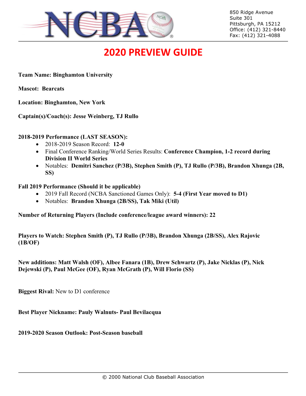 2020 Preview Guide