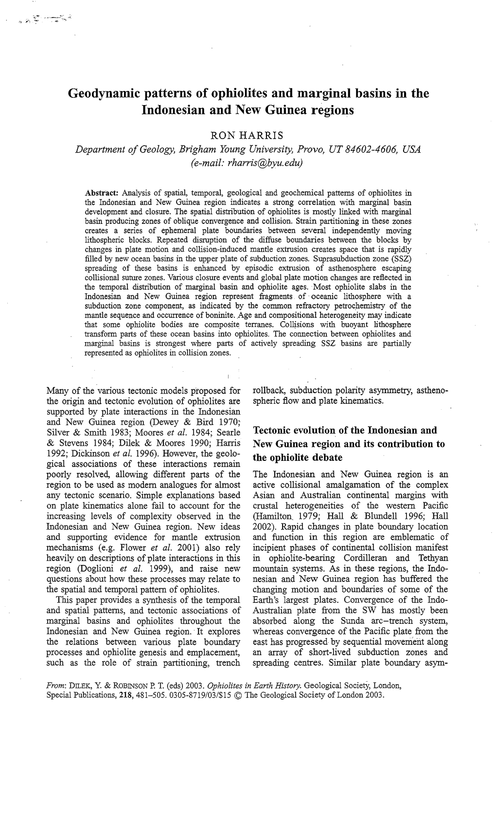 Geodynamic Patterns of Ophiolites and Marginal Basins in the Indonesian and New Guinea Regions