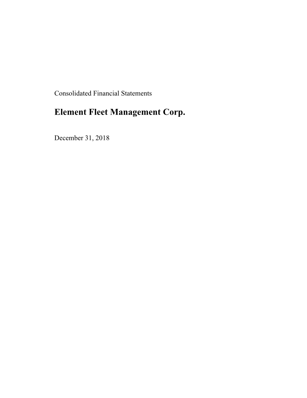 Element Fleet Management Corp Q4 2018