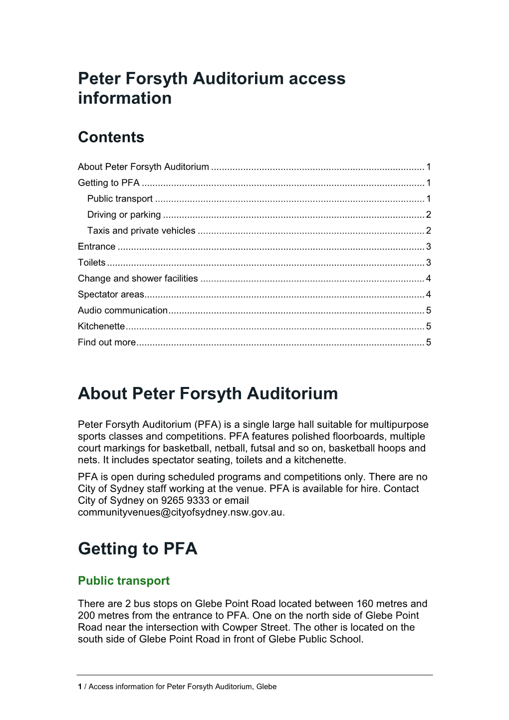 Peter Forsyth Auditorium Access Information