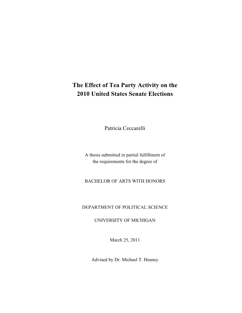 The Effect of Tea Party Activity on the 2010 United States Senate Elections