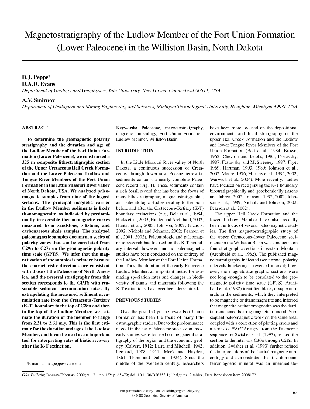 Magnetostratigraphy of the Ludlow Member of the Fort Union Formation (Lower Paleocene) in the Williston Basin, North Dakota