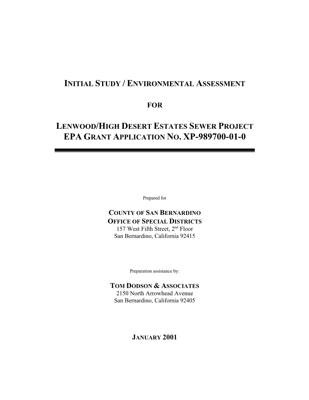 Lenwood Initial Study/Environmental Assessment