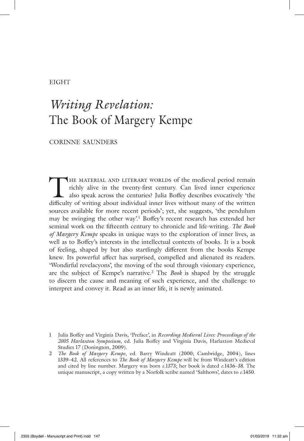 2355 (Boydell - Manuscript and Print).Indd 147 01/03/2019 11:32 Am 148 Corinne Saunders