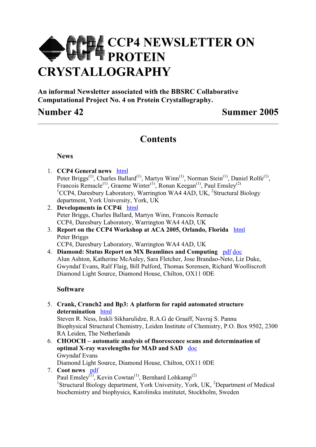 Ccp4 Newsletter on Protein Crystallography