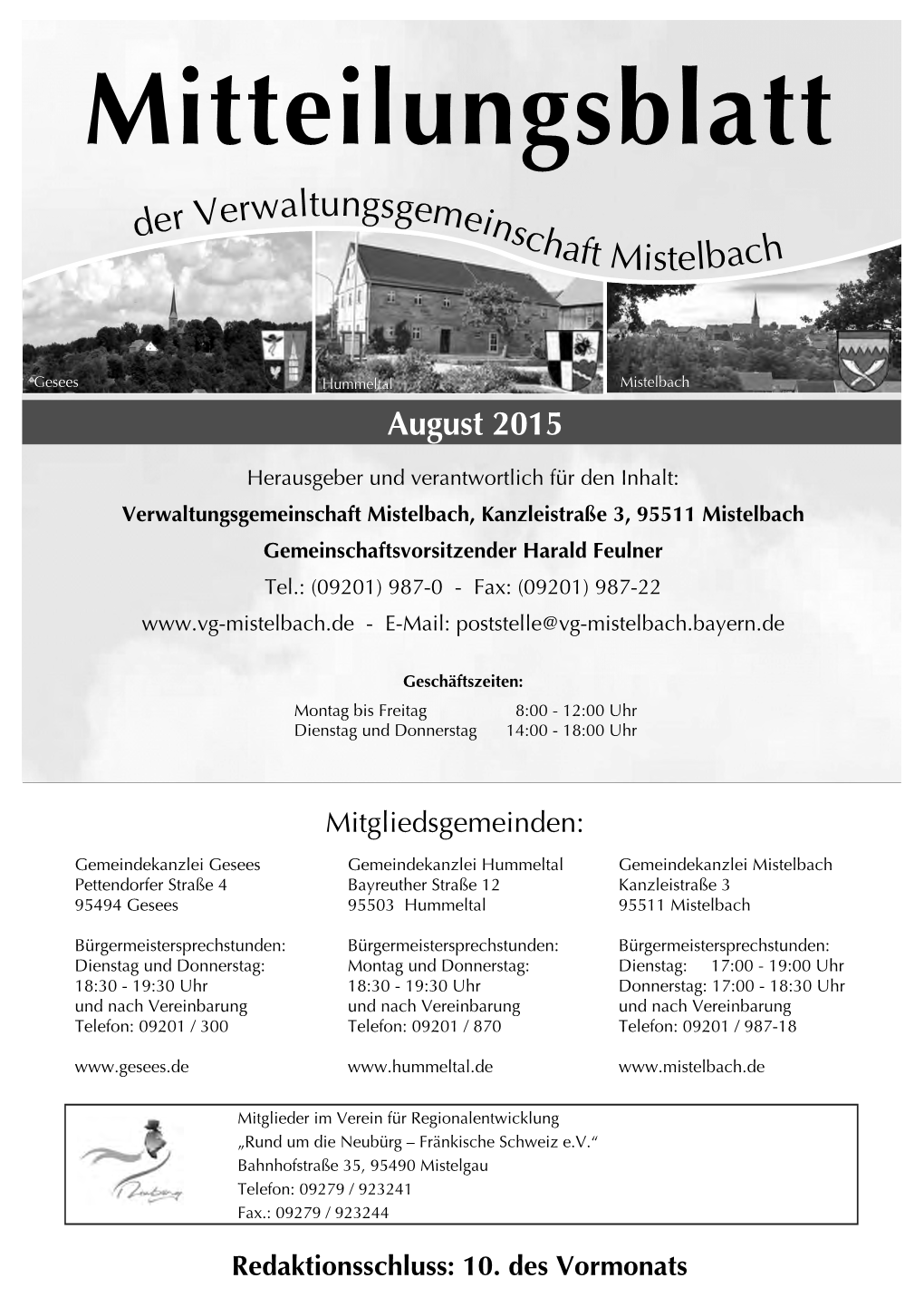 Mitteilungsblatt August 2015