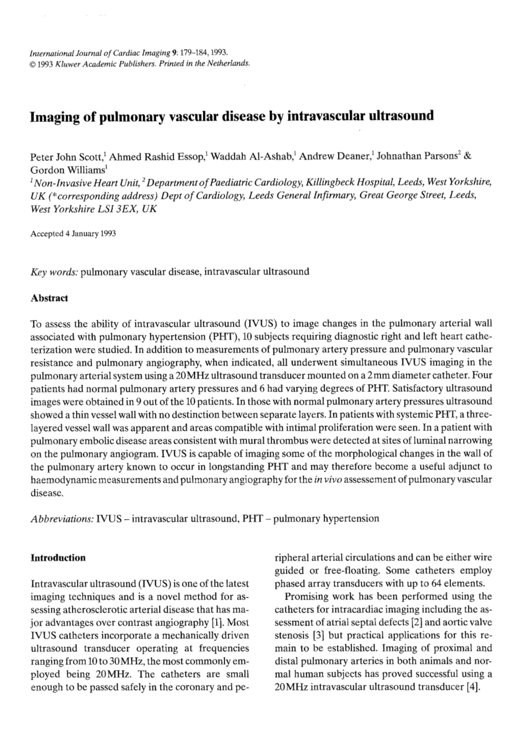 Imaging of Pulmonary Vascular Disease by Intravascular Ultrasound