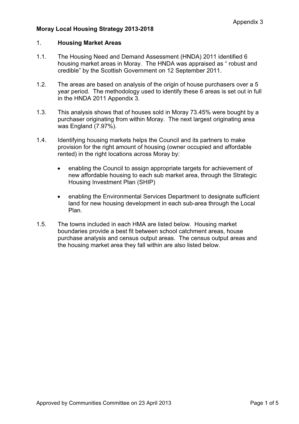 Appendix 3 Moray Local Housing Strategy 2013-2018