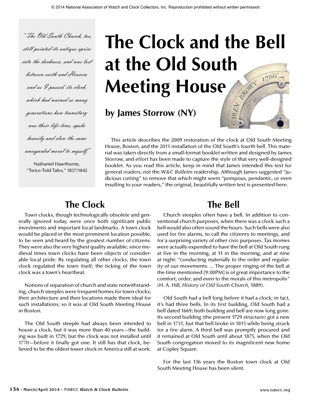 The Clock and the Bell at the Old South Meeting House