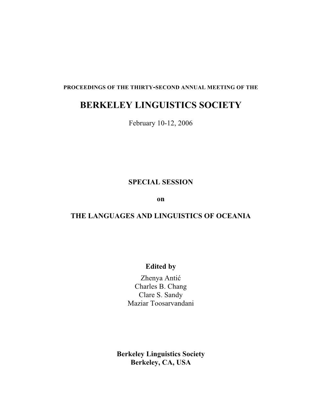 Berkeley Linguistics Society