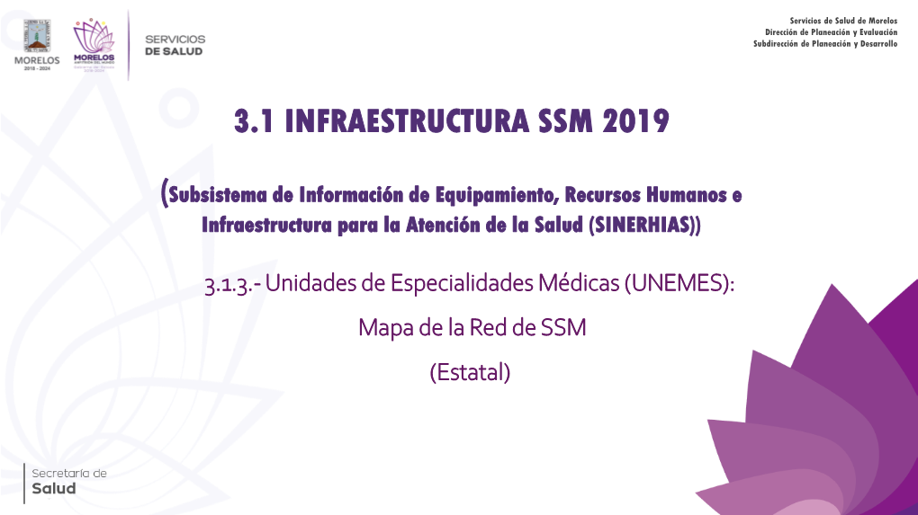3.1 INFRAESTRUCTURA SSM 2019 (Subsistema De Información De Equipamiento, Recursos Humanos E