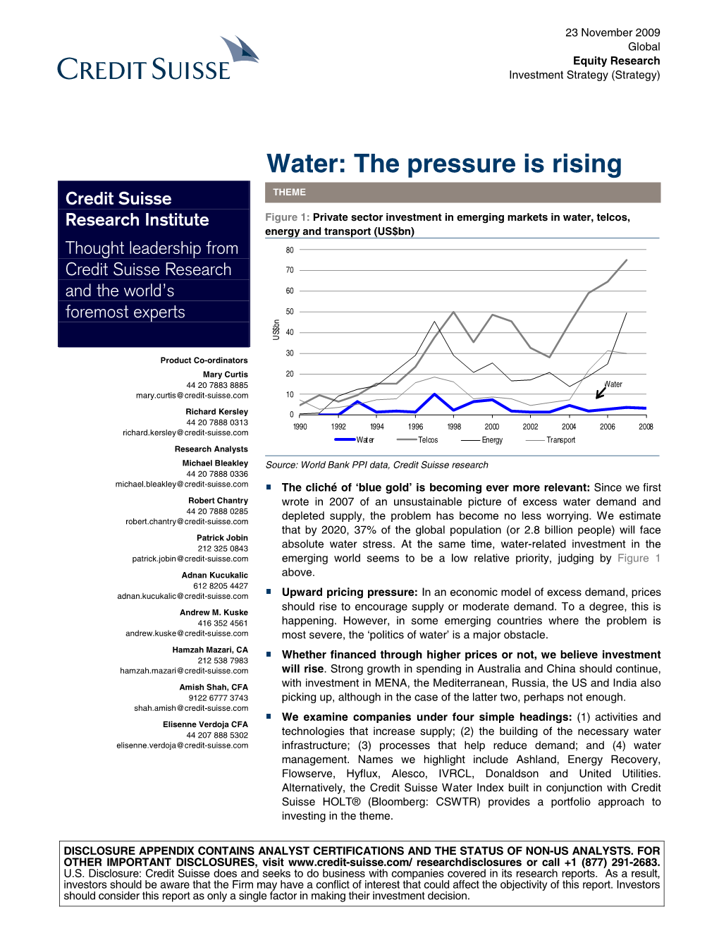 Water: the Pressure Is Rising