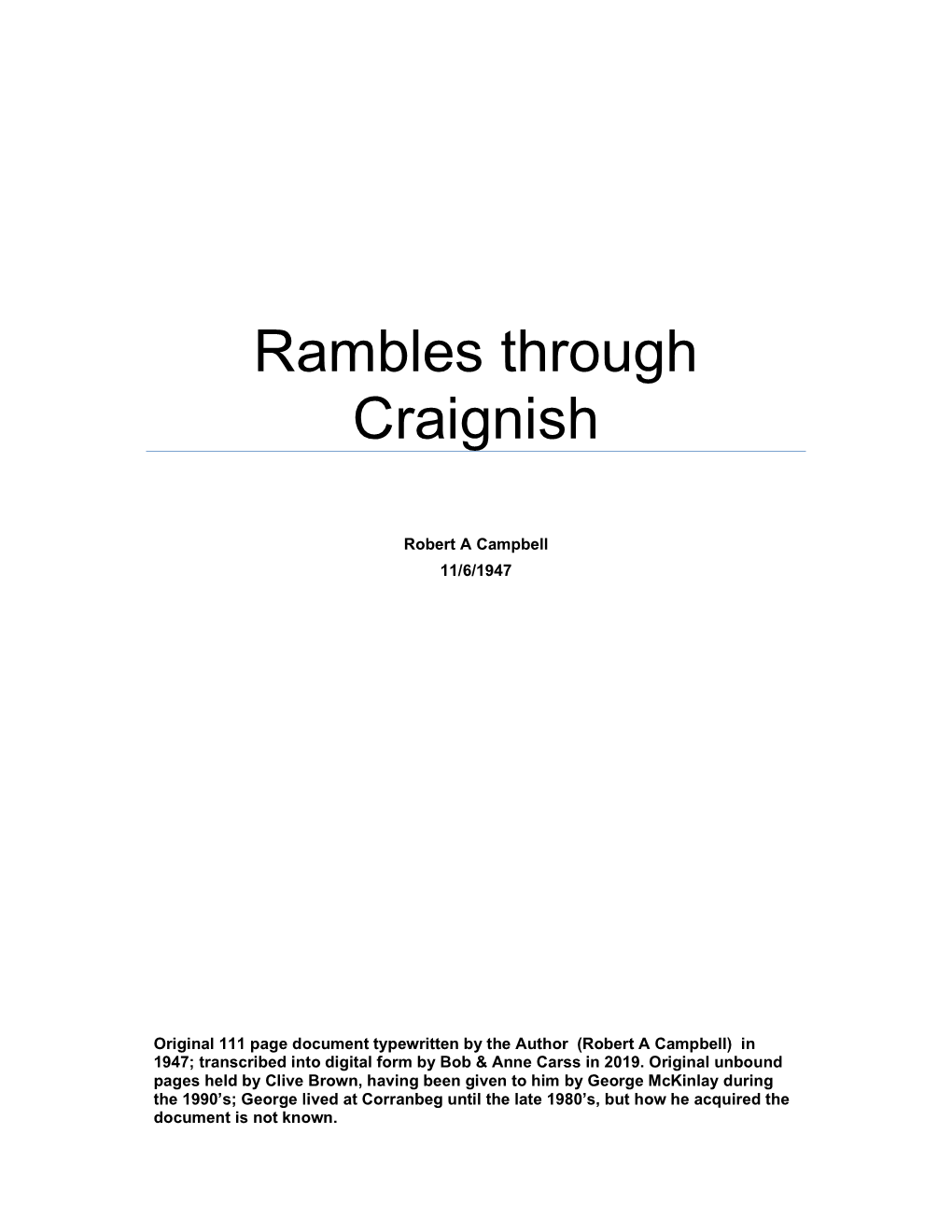 Rambles Through Craignish