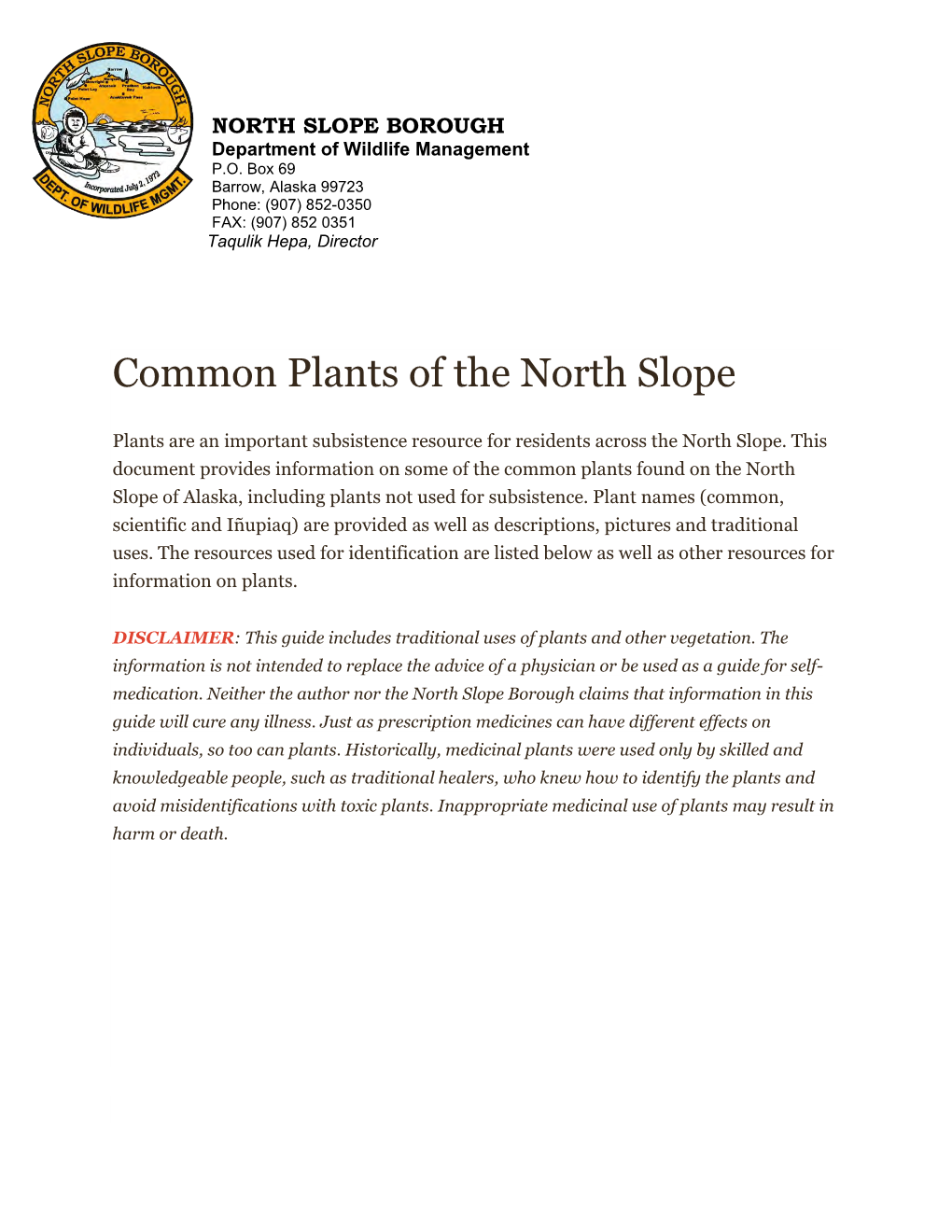 Common Plants of the North Slope