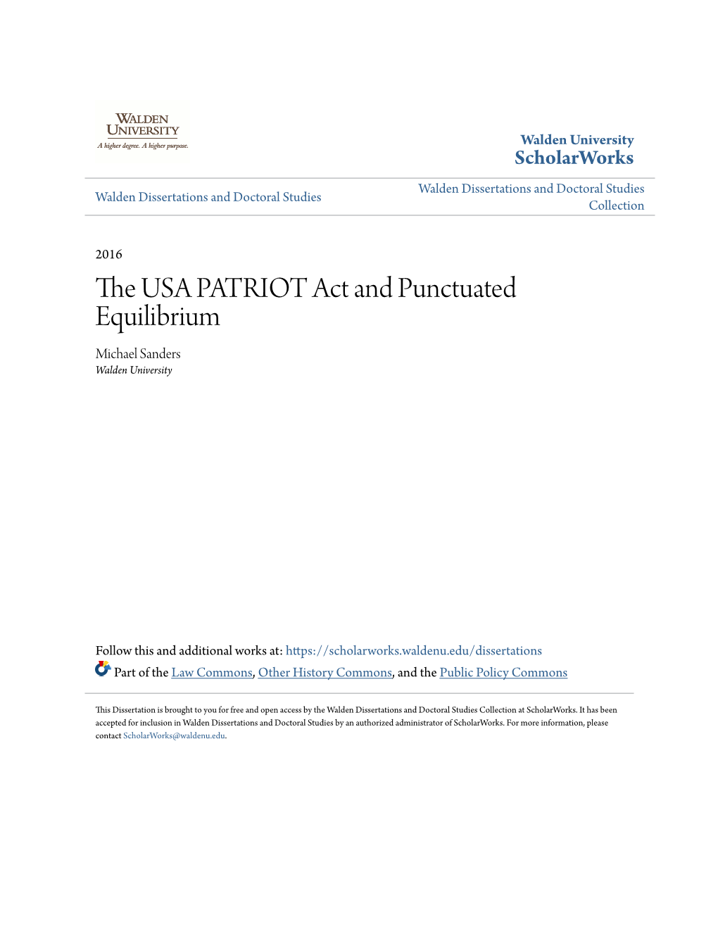 The USA PATRIOT Act and Punctuated Equilibrium