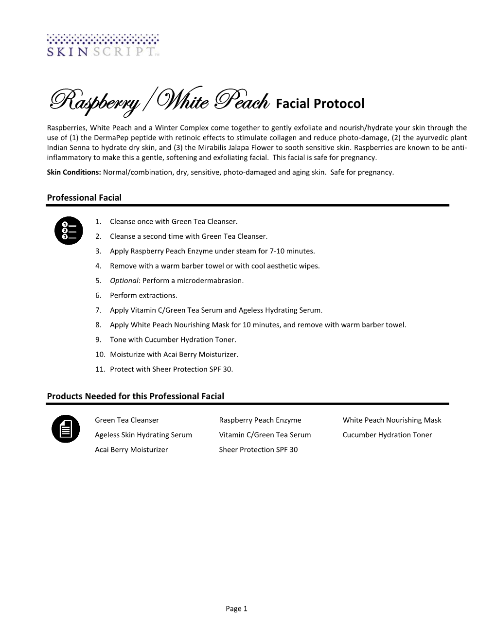 Raspberry/White Peach Facial Protocol