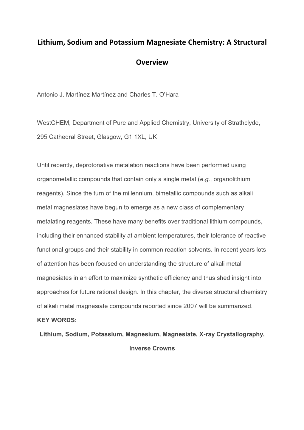 Lithium, Sodium and Potassium Magnesiate Chemistry: a Structural