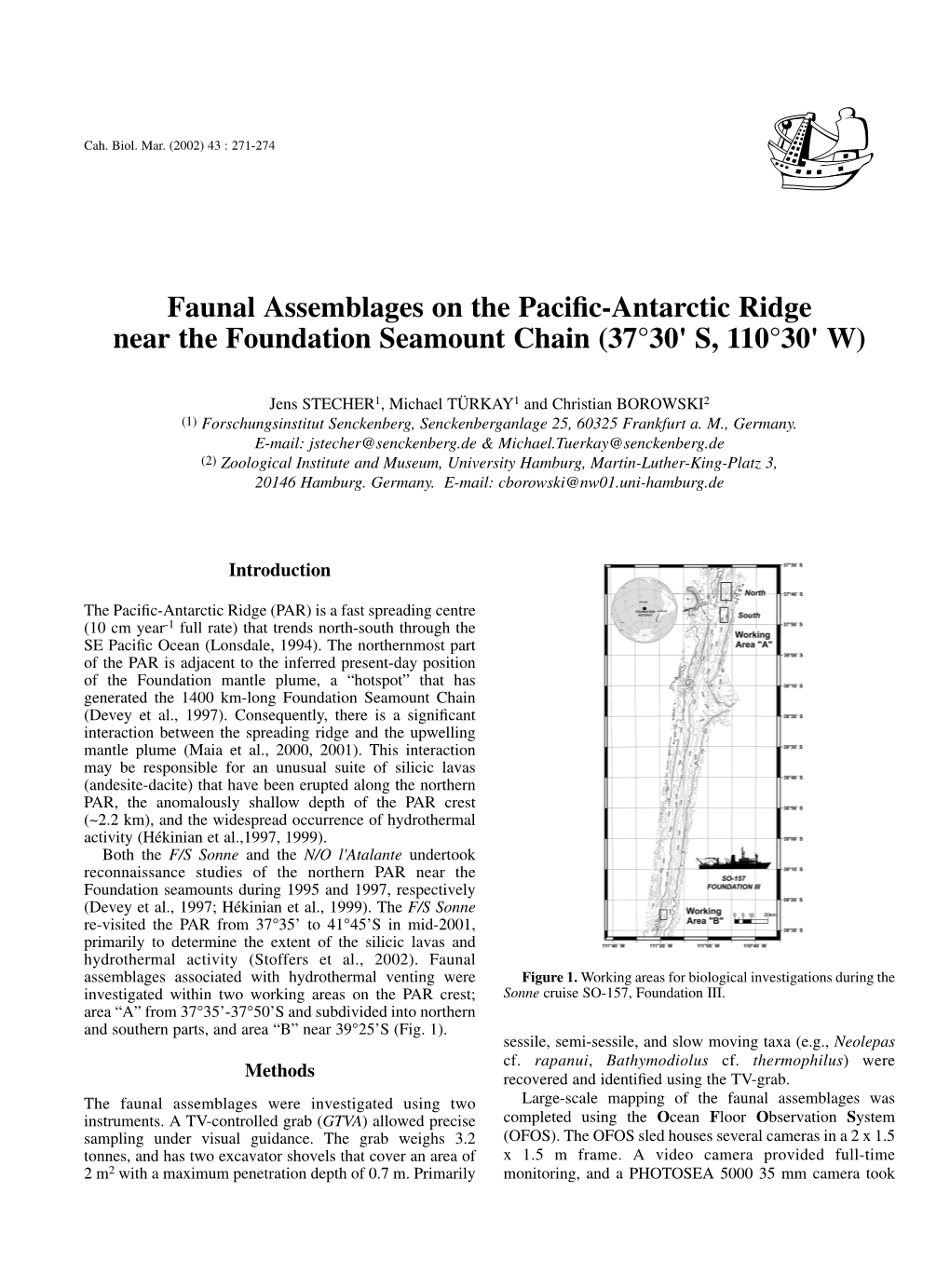 Faunal Assemblages on the Pacific-Antarctic Ridge Near The