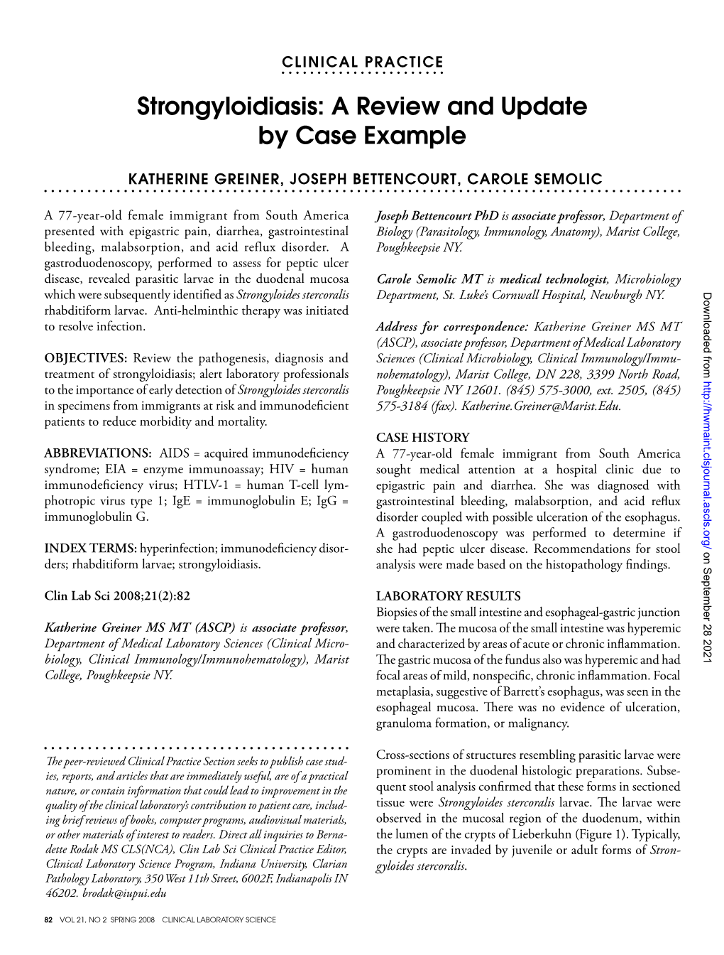 Strongyloidiasis: a Review and Update by Case Example