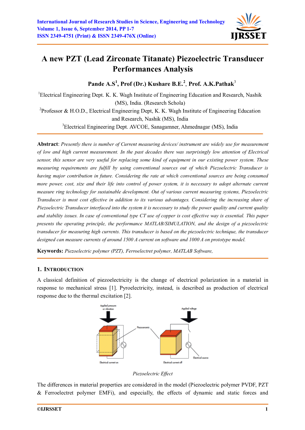 A New PZT (Lead Zirconate Titanate) Piezoelectric Transducer Performances Analysis