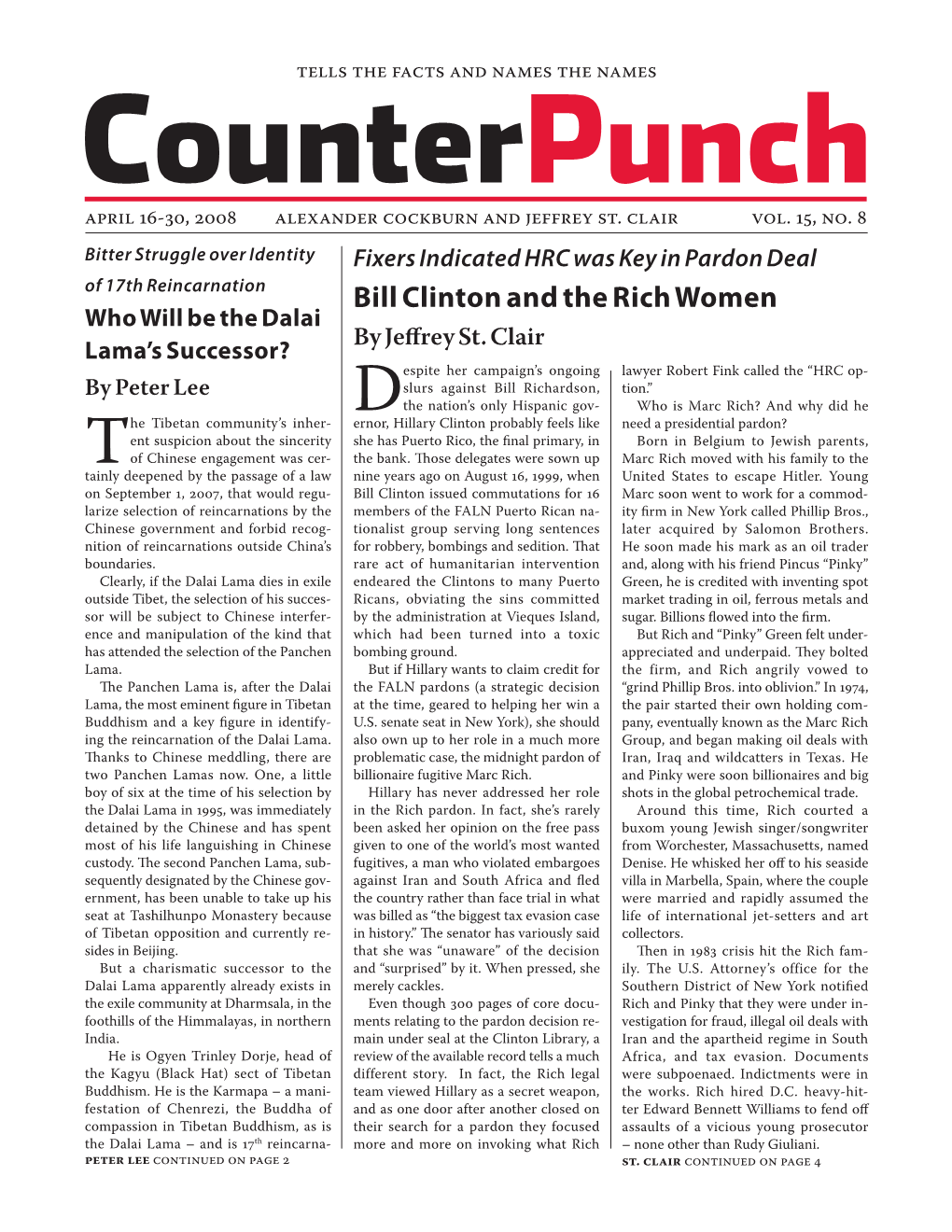 Bill Clinton and the Rich Women Who Will Be the Dalai Lama’S Successor? by Jeffrey St