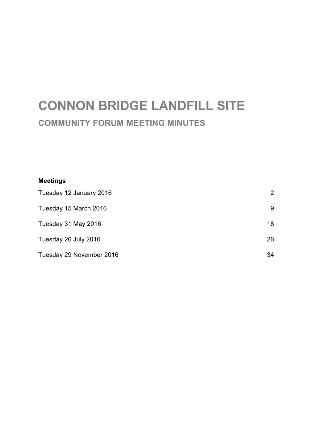 Connon Bridge Landfill Community Liaison Group Meeting Minutes