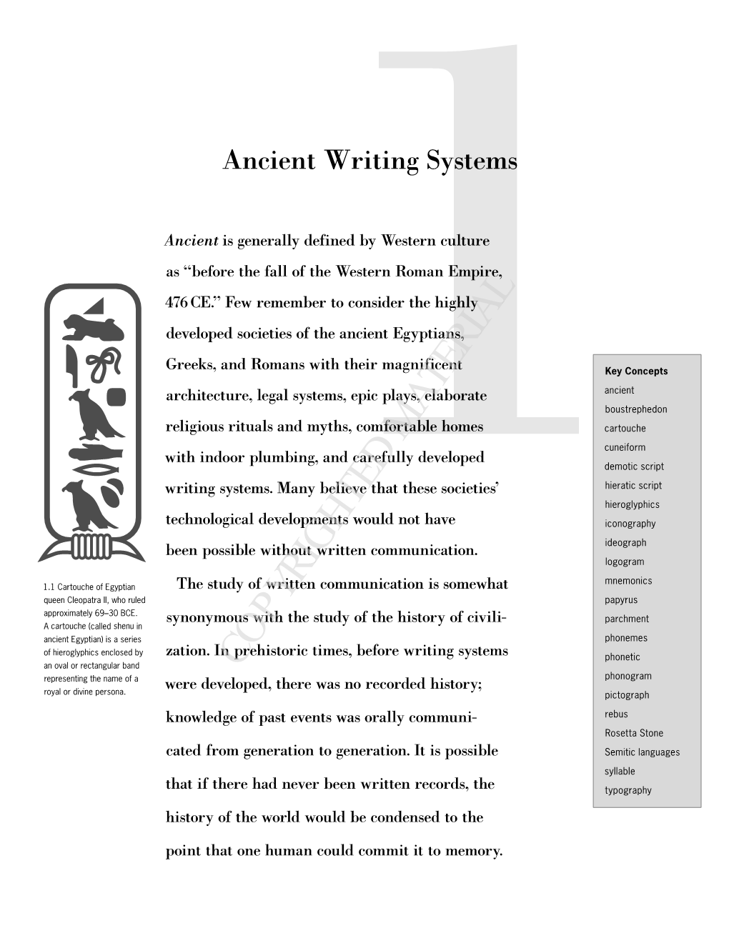 COPYRIGHTED MATERIAL Representing the Name of a Were Developed, There Was No Recorded History; Phonogram Royal Or Divine Persona