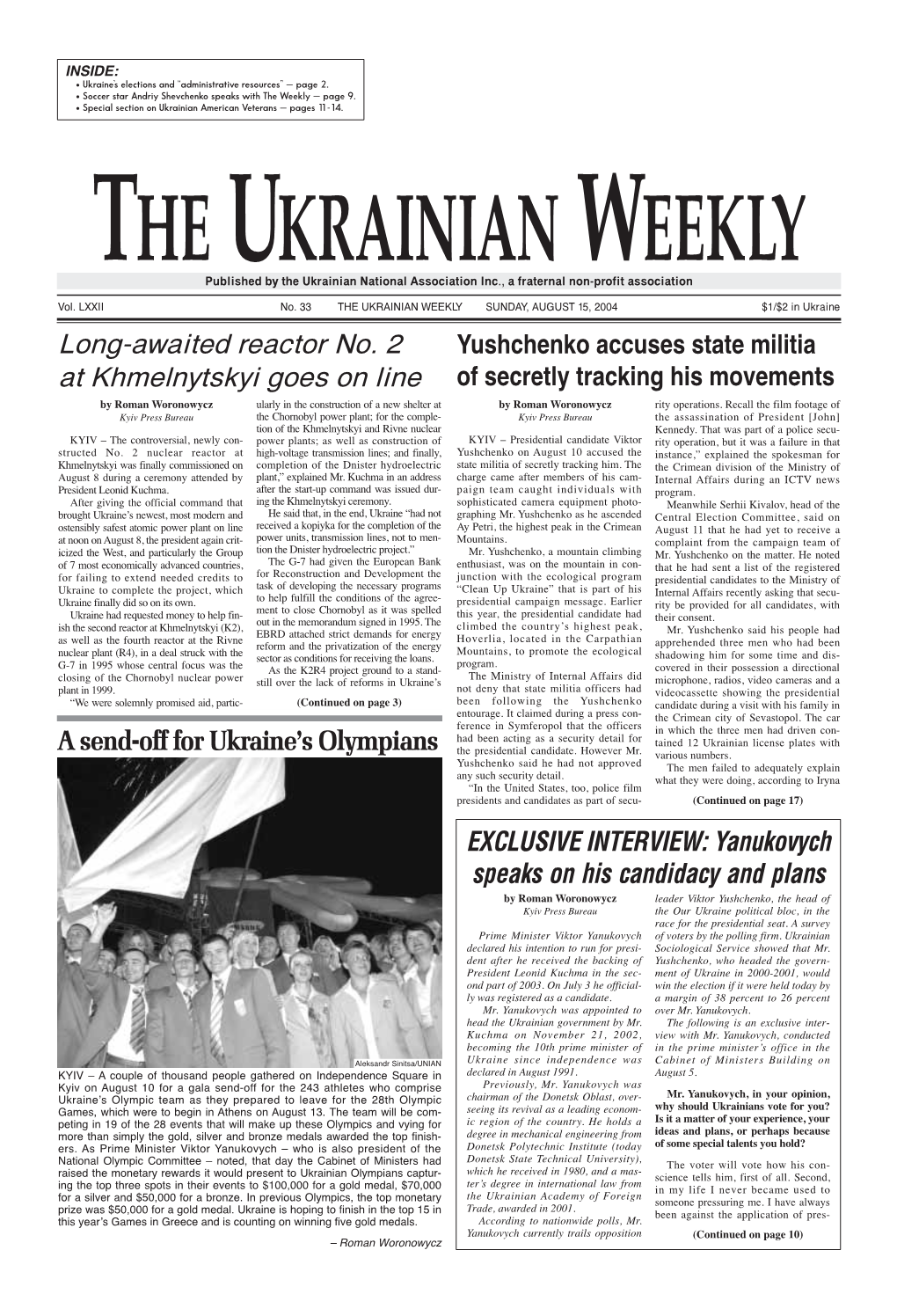 The Ukrainian Weekly 2004, No.33