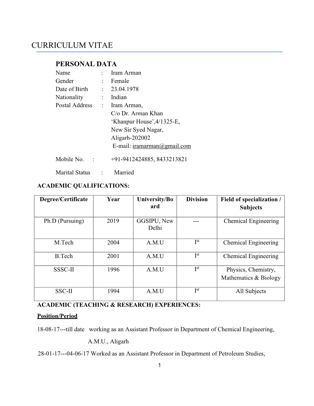 Curriculum Vitae