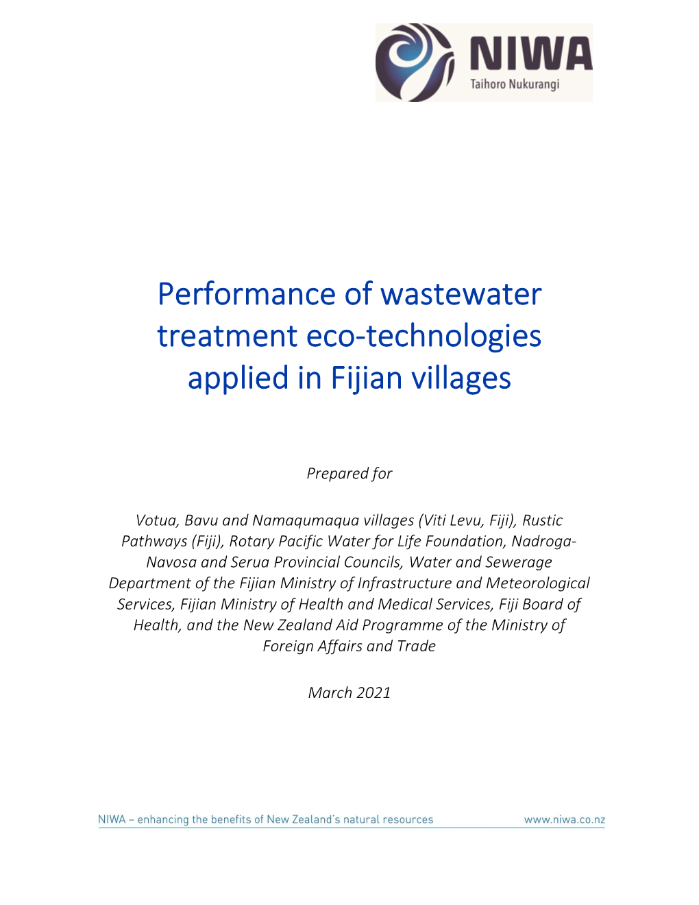 Performance of Wastewater Treatment Eco-Technologies Applied in Fijian Villages