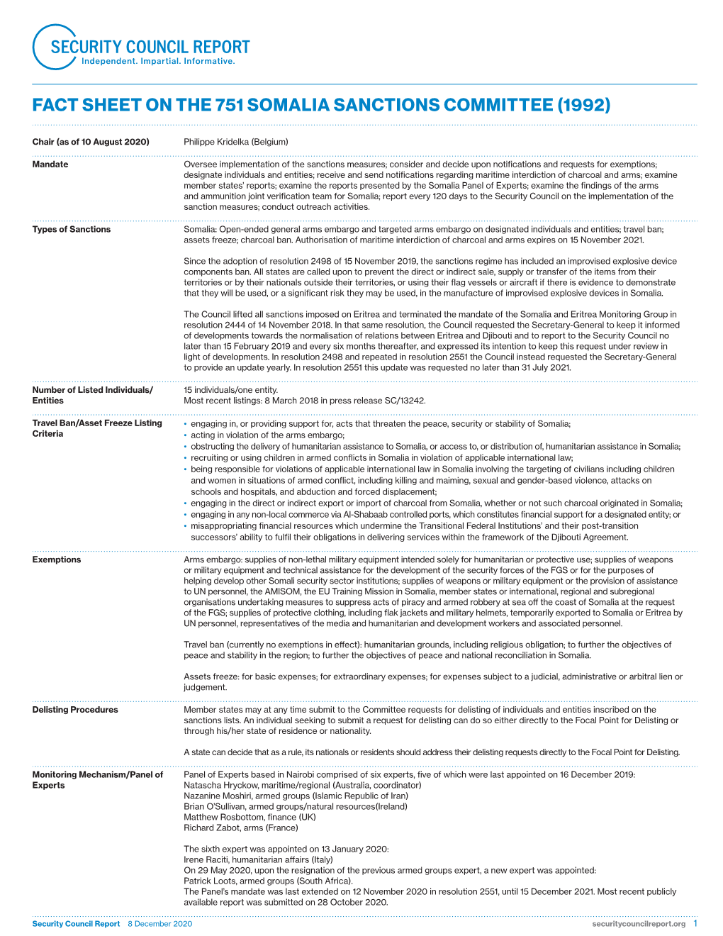 Fact Sheet on the 751 Somalia Sanctions Committee (1992)