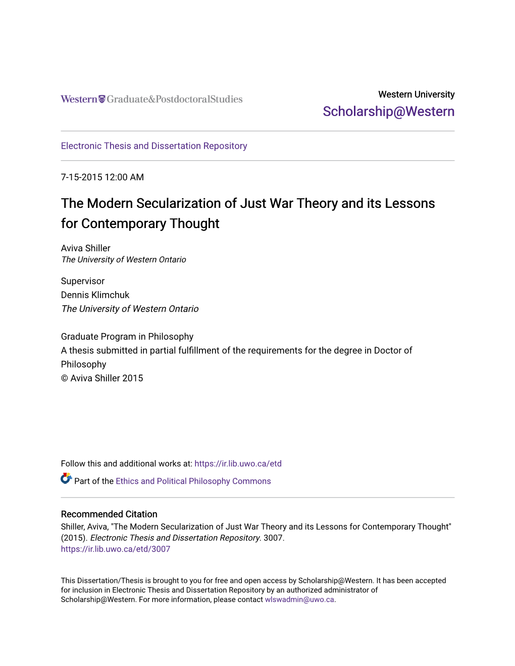 The Modern Secularization of Just War Theory and Its Lessons for Contemporary Thought