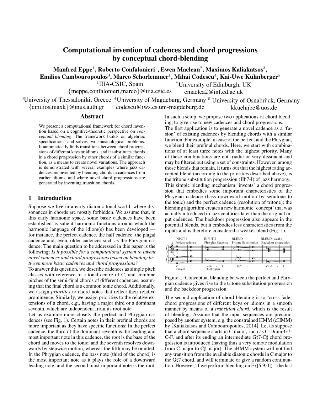 Computational Invention of Cadences and Chord Progressions By