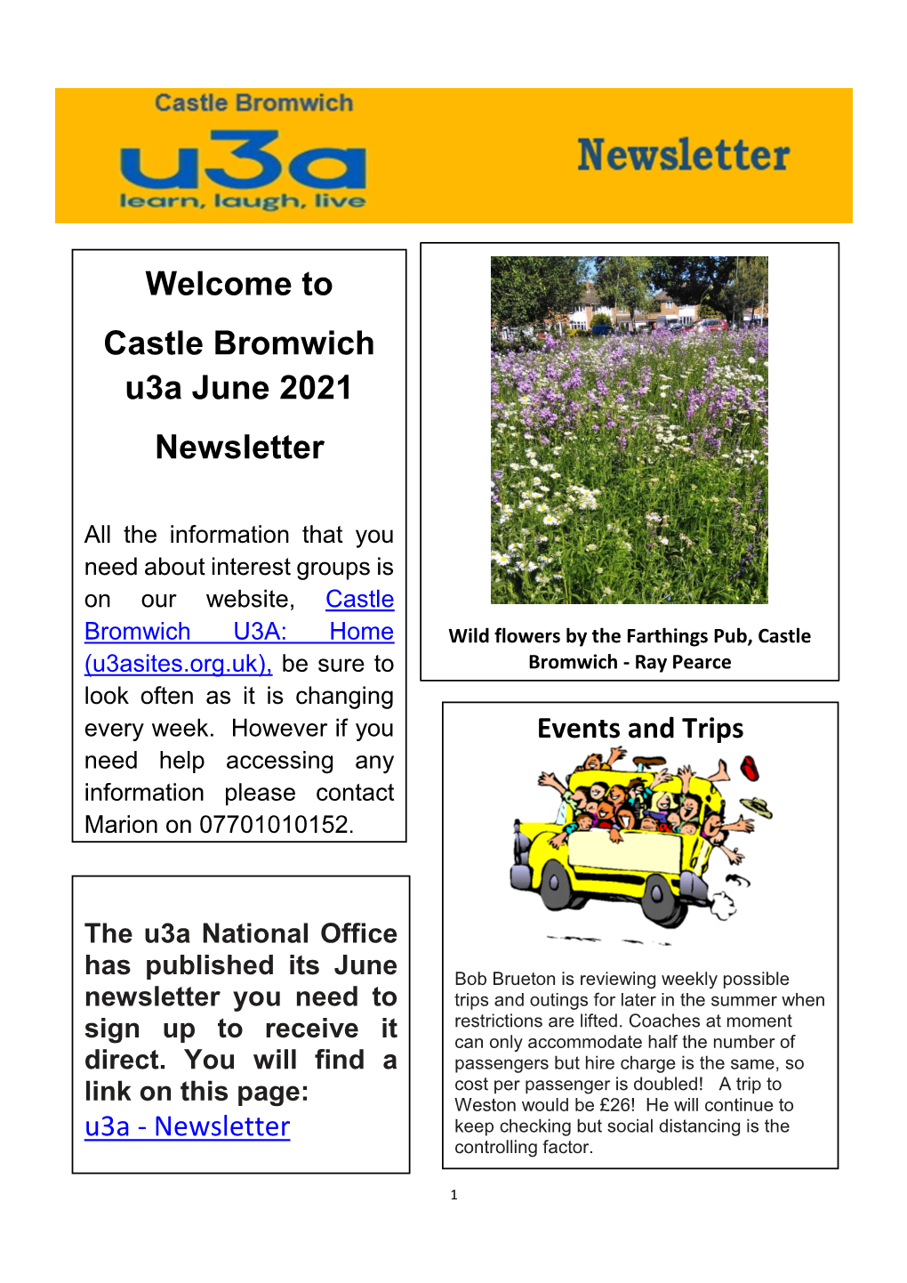 Castle Bromwich U3a June 2021 Newsletter