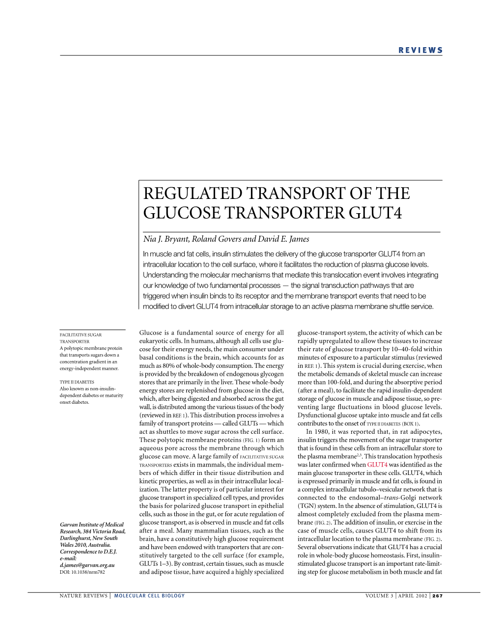 Regulated Transport of the Glucose Transporter Glut4