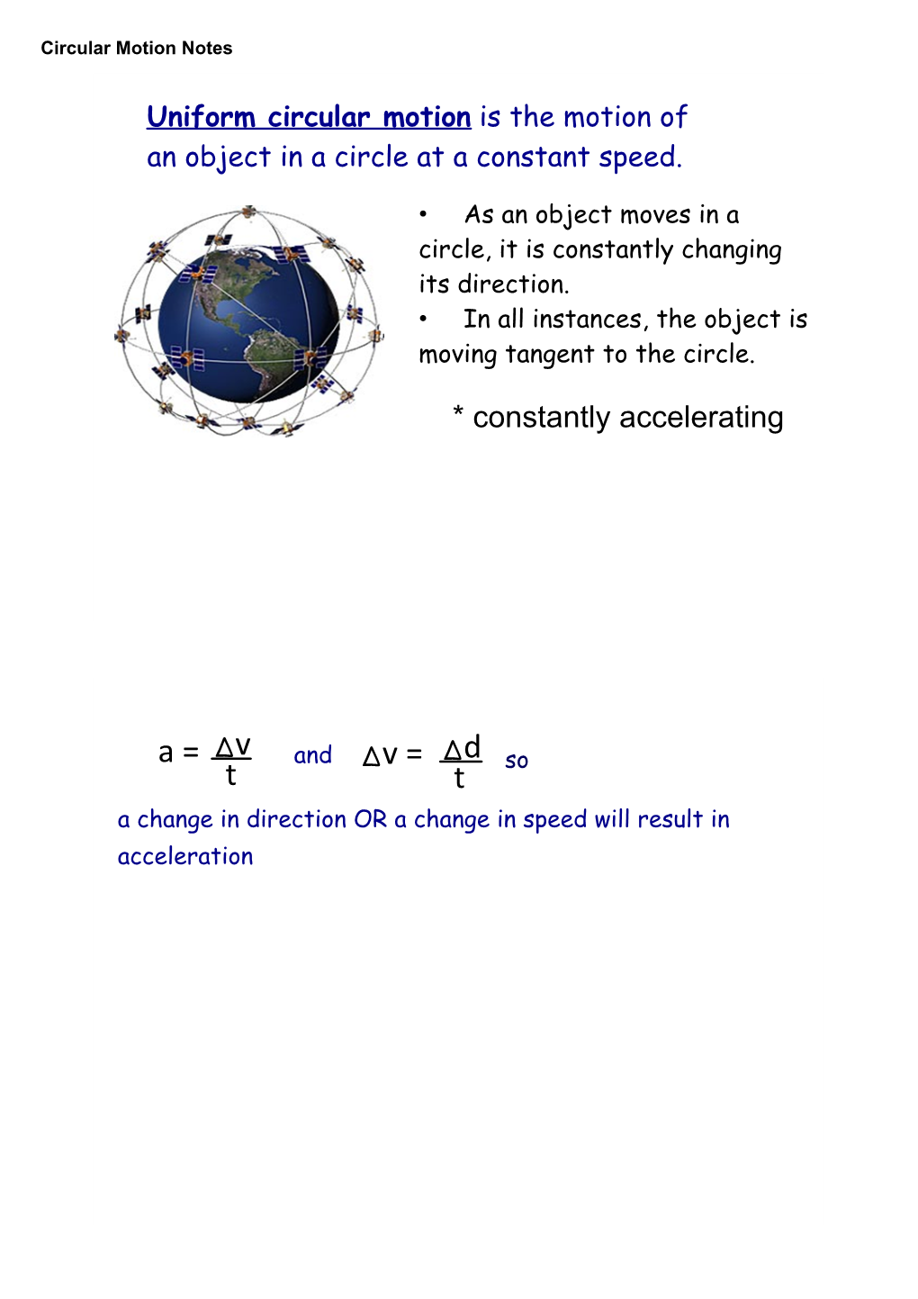 Circular Motion Notes