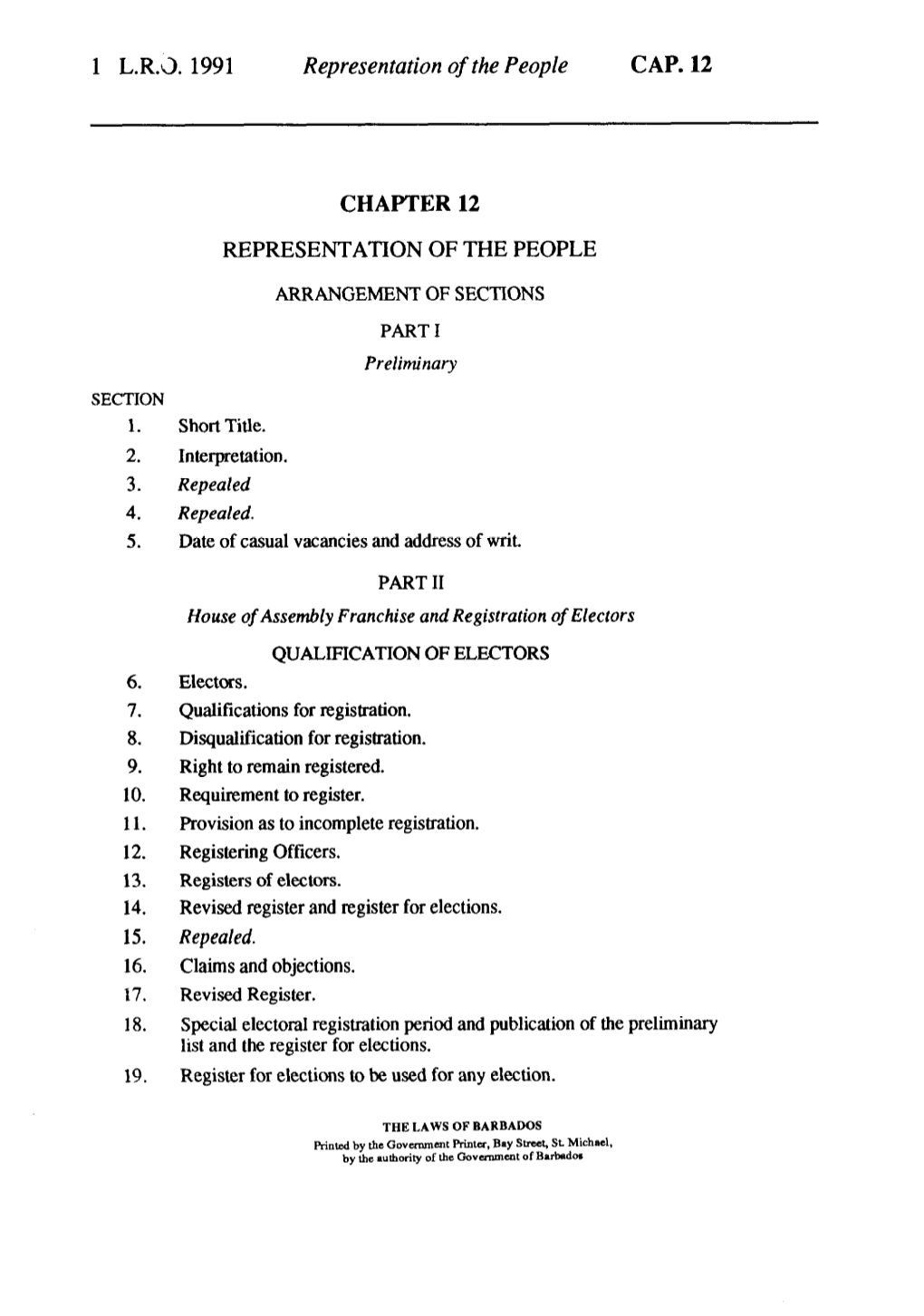 Representation of the People Act (2007, Cap