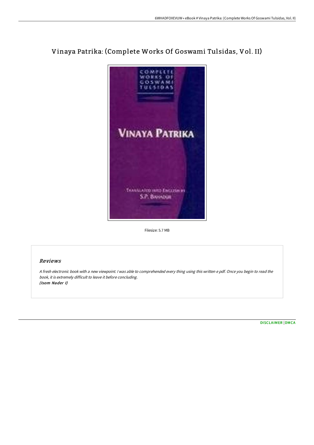 Read Book # Vinaya Patrika: (Complete Works of Goswami Tulsidas