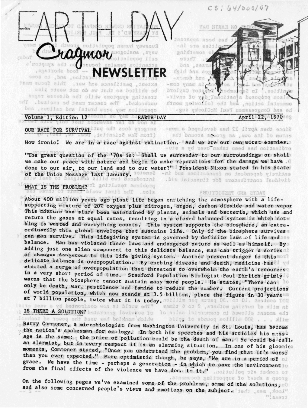 The Cragmor Newsletter V1, N12 (April 22, 1970