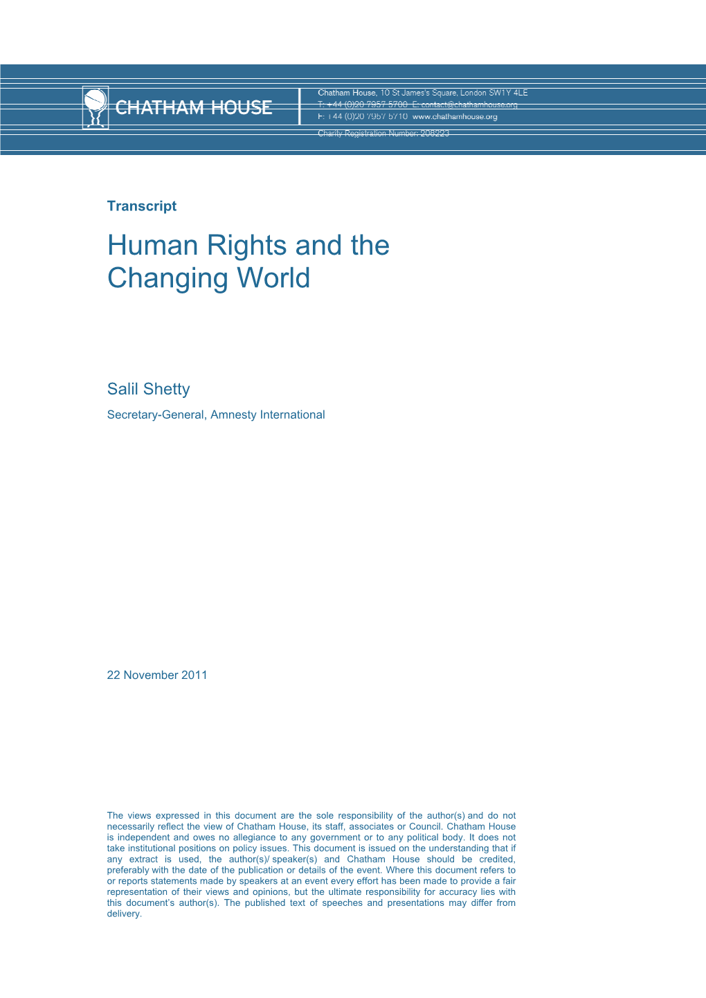 Human Rights and the Changing World