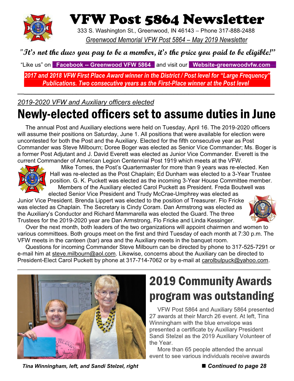 VFW Post 5864 Newsletter 333 S