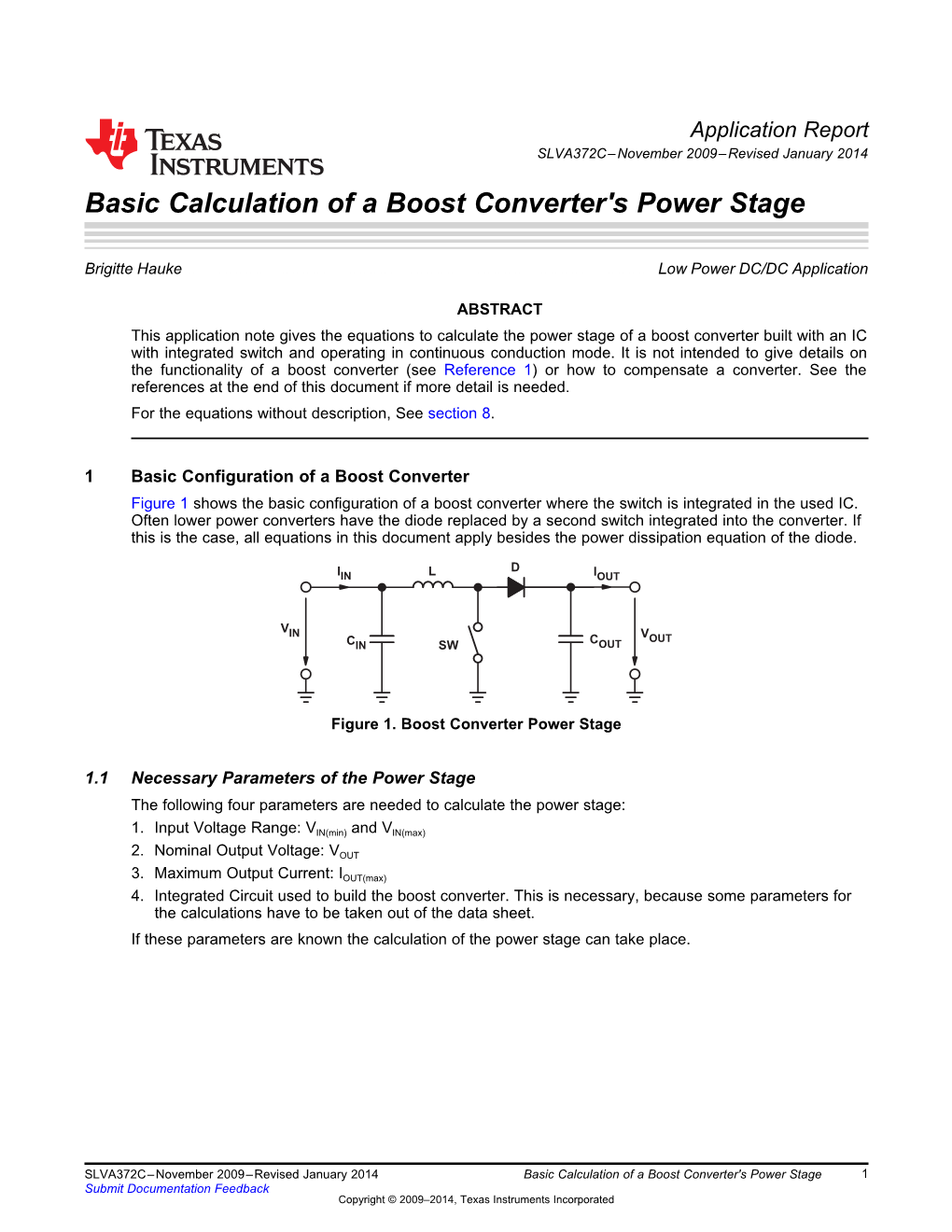 Basic Calculation of a Boost Converter's Power Stage