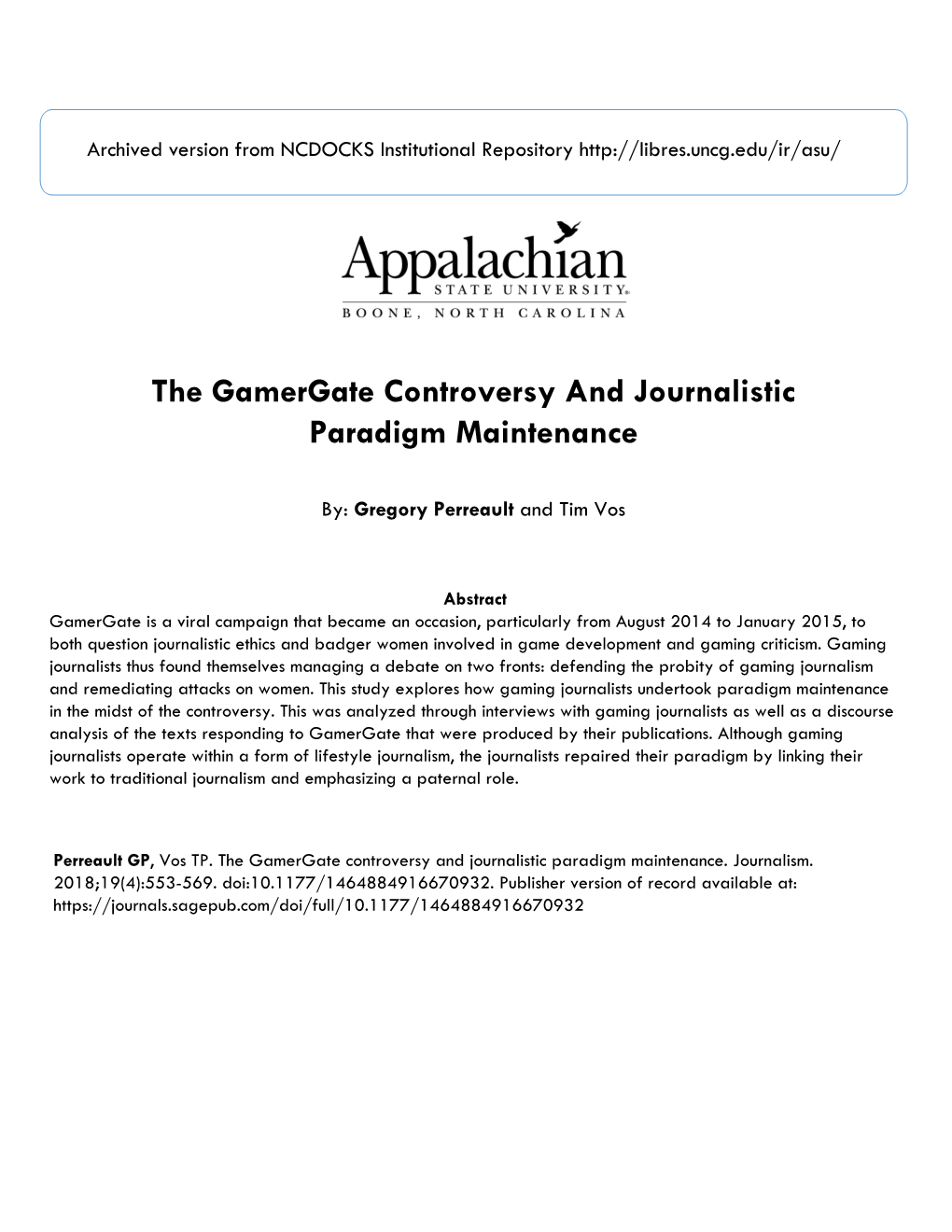 The Gamergate Controversy and Journalistic Paradigm Maintenance