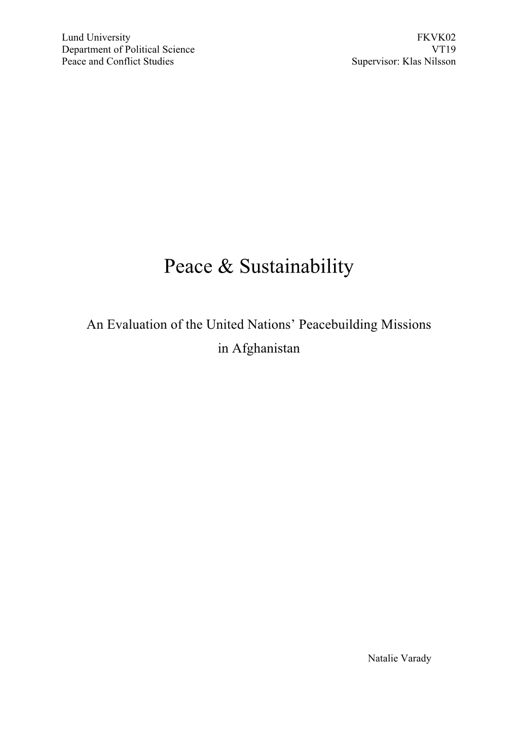 Peace & Sustainability