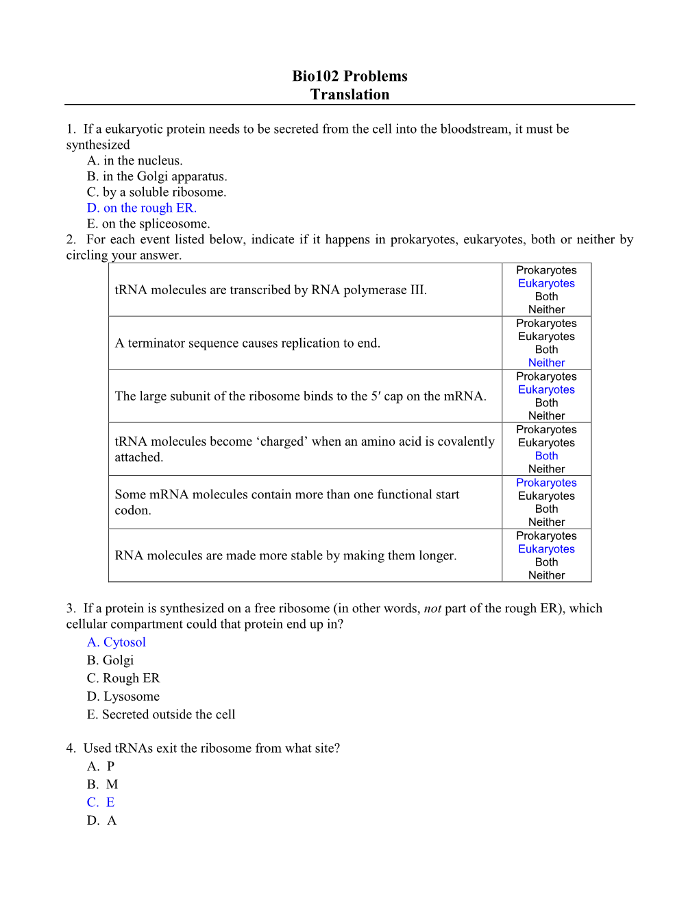 Bio102 Problems Translation