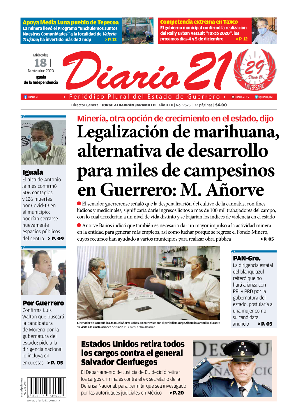 Alternativa De Desarrollo Iguala El Alcalde Antonio Para Miles De Campesinos Jaimes Confirmó 506 Contagios Y 126 Muertes En Guerrero: M