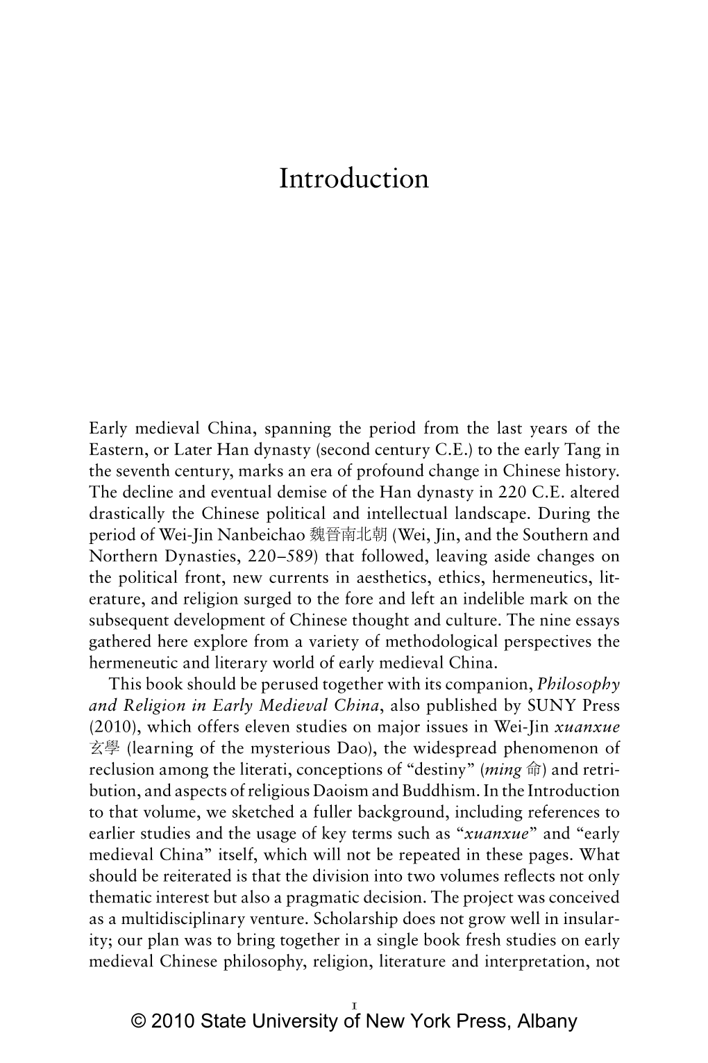 Interpretation and Literature in Early Medieval China